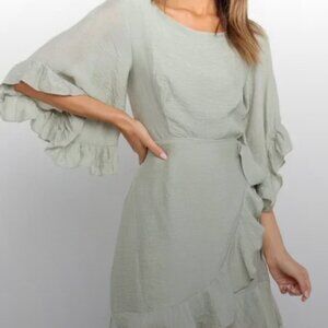 Petal & Pup Green Wrap Mini Dress